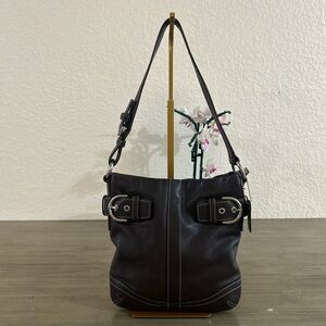 Vintage Coach 1453 Soho Slim Duffle Shoulder Bag Brown Pebbled Leather